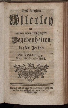 Den 21. October 1755. Zwey und vierzigstes Stück.