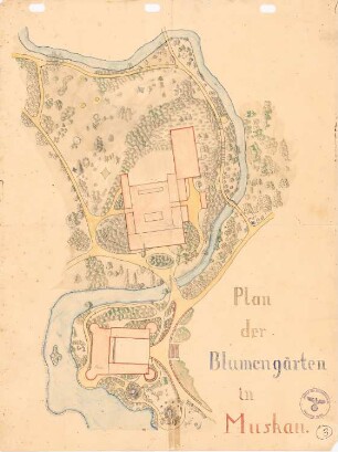 Plan der Blumengärten, Muskau: Lageplan