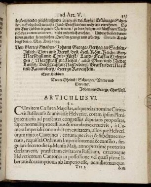 Articulus VI. Observatio Unica