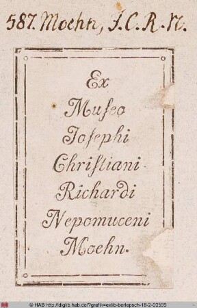 Exlibris des Joseph Christian Richard Nepomuk Moehn
