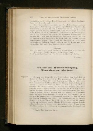 Wasser und Wasserversorgung, Mineralwasser, Abwässer.