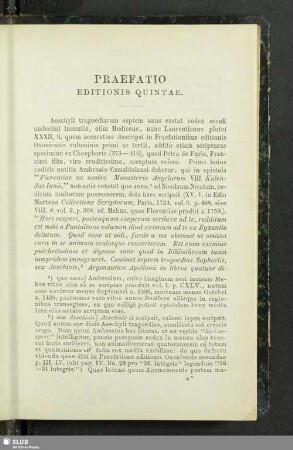 Praefatio editionis quintae