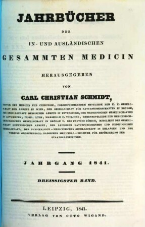 Jahrbücher der in- und ausländischen gesammten Medicin. 30, 30. 1841
