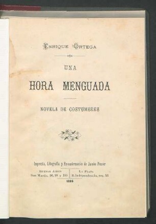 Una hora menguada : novela de costumbres