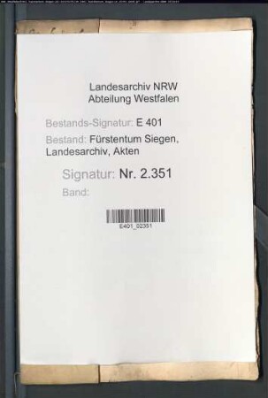 Kohlenregister des Amtes Siegen