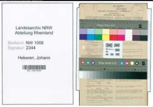 Entnazifizierung Johann Von Hekeren , geb. 18.09.1903 (Landwirt)