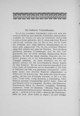 Die festlichen Veranstaltungen.