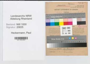 Entnazifizierung Paul Heckermann, geb. 18.10.1892 (Geschaeftsfuehrer)