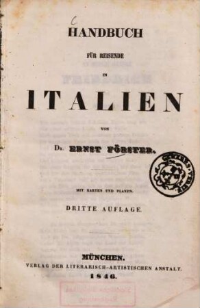 Handbuch für Reisende in Italien. 1, Allgemeine Notizen