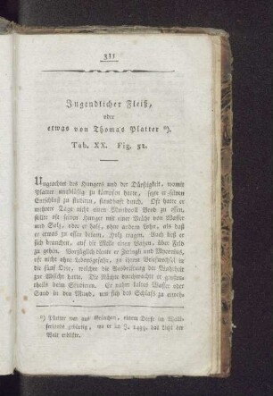 Jugendlicher Fleiß, oder etwas von Thomas Platter *). Tab. XX. Fig. 52.