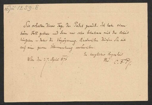 Brief an Friedrich Wilhelm Jähns : 27.04.1876