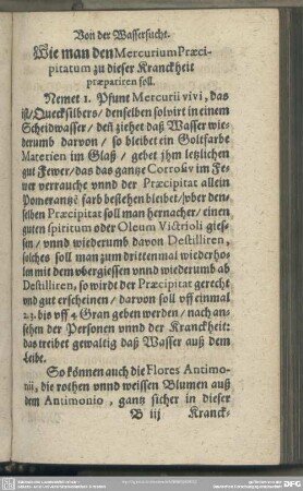Wie man den Mercurium Praecipitatum zu dieser Kranckheit praepariren soll