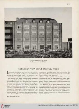 Arbeiten von Rolf Distel, Köln