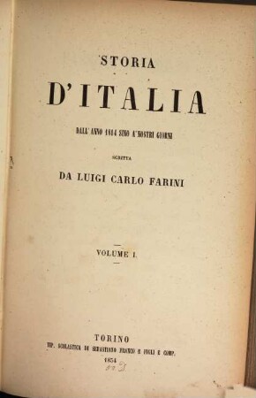Storia d'Italia dall'anno 1814 sino a'nostri giorni. 1