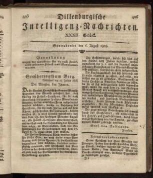 XXXII. Stück... den 6. August 1808 - XXXV. Stück... den 27. August 1808.