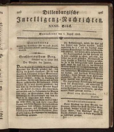 XXXII. Stück... den 6. August 1808 - XXXV. Stück... den 27. August 1808.
