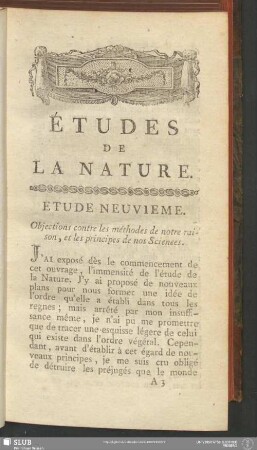 Etude Neuvieme. Objections contre les méthodes de notre raison, et les principes de nos Sciences