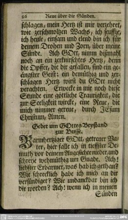 Gebet um Gottes Beystand zur Busse