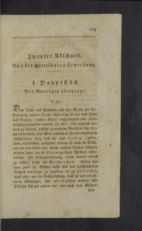 Zweyter Abschnitt. Von der mittelbaren Erwerbung.
