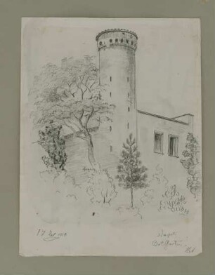 Napoli, Botanischer Garten mit Turm des Castello