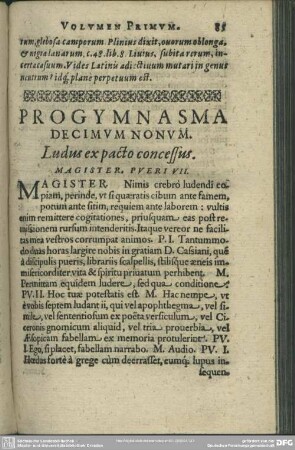 Progymnasma Decimum Nonum. Ludus ex pacto concessus