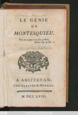 Le Génie De Montesquieu