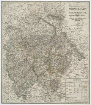 Karte von den Preußischen Provinzen Westfalen und Rhein-Provinz mit angrenzenden Gebieten, 1:700 000, Lithographie, 1843