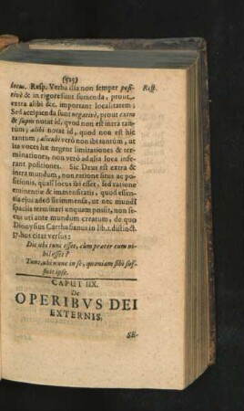 Caput IIX. De Operibus Dei Externis.