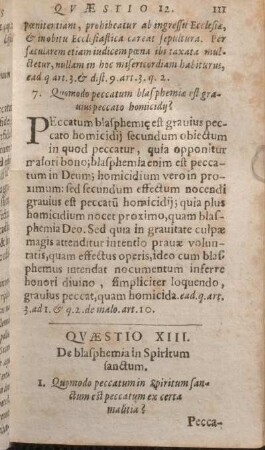 Qvaestio XIII. De blasphemia in Spiritum sanctum.