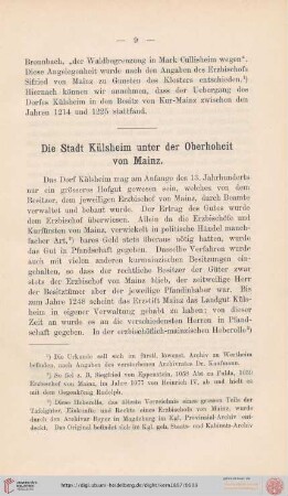 Die Stadt Külsheim unter der Oberhoheit von Mainz