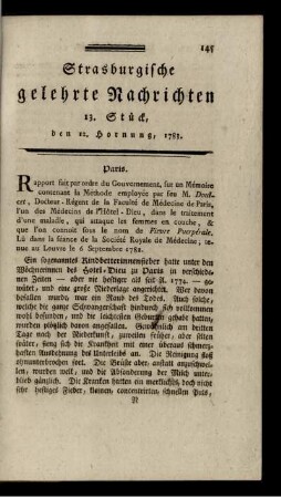 13. Stück, den 12. Hornung, 1783.