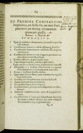 De Prodiga Constantini largitione, an sacta sit, an iure fieri potuerit, an deniq[ue] etiam num revocati possit.