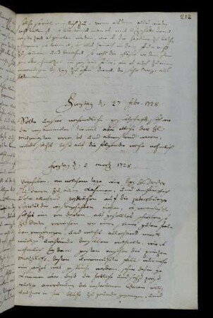 Freytag d 27 febr. 1728