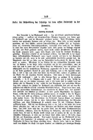 Ueber die Behandlung der Lehrsätze bei dem ersten Unterricht in der Geometrie