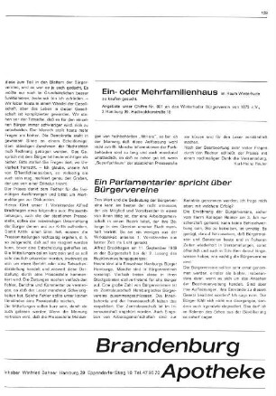 Der Parlamentarier spricht über Bürgervereine