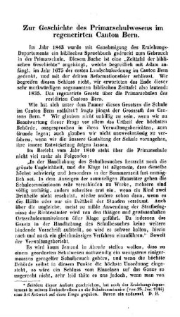 Zur Geschichte des Primarschulwesens im regenerirten Canton Bern