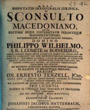 Disp. inaug. ... de Senatusconsulto Macedoniano
