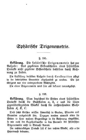 Sphärische Trigonometrie.