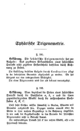 Sphärische Trigonometrie.