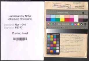 Entnazifizierung Josef Franke , geb. 07.09.1890 (Lehrer)