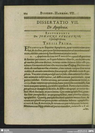 Dissertatio VII. De Apoplexia