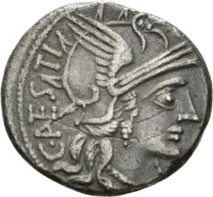 Denar des C. Antestius mit Darstellung der Dioskuren