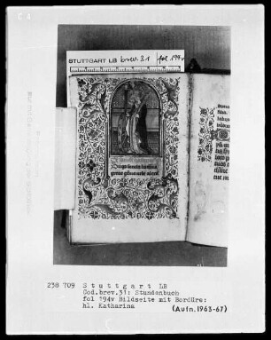 Lateinisch-französisches Stundenbuch — Heilige Katharina, Folio 194verso