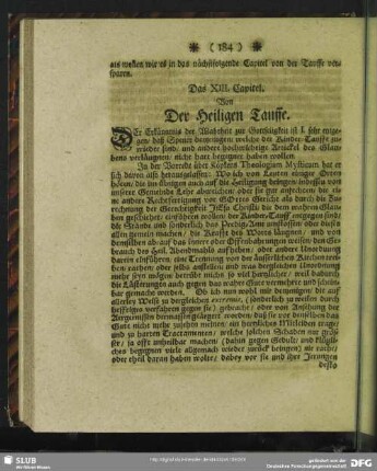 Das XIII. Capitel. Von Der Heiligen Tauffe