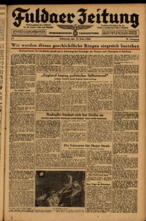 Ausgabe vom Mittwoch, den 15. März 1944.