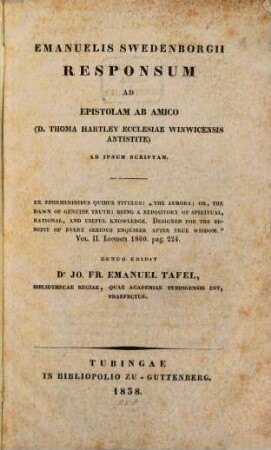 Responsum ad epistolam ab amico : [Thoma Hartley]