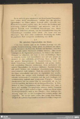 § 6. Die optischen Eigenschaften des Glases