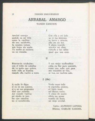 Arrabal amargo : Tango canción