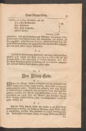 Tit. X. Vom Pflantz-Gelde.