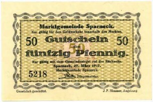 Geldschein / Notgeld, 50 Pfennig, 27.3.1917